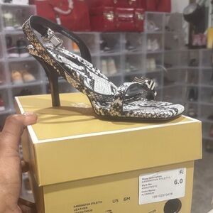 MICHAEL Michael Kors Snakeskin Stiletto Heels - Black and White